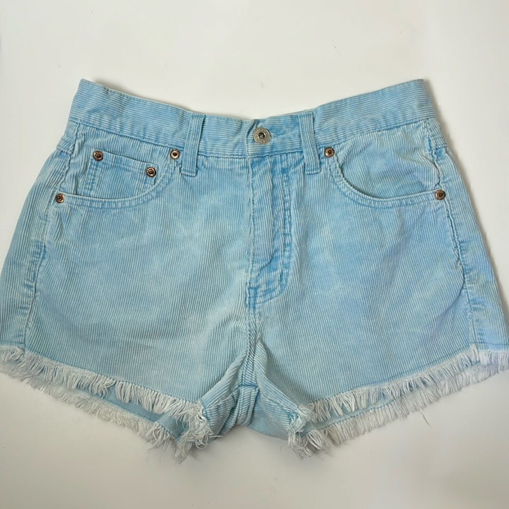 Women’s vintage EXPRESS Y2K corduroy shorts baby blue juniors 3/4 high waist